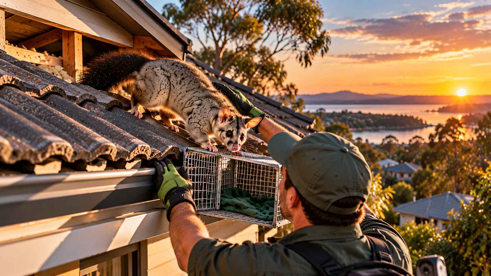 Sunset Possum Rescue on the Roof_11zon